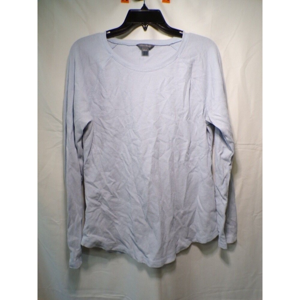 Eddie Bauer Women's Long Sleeve Ribbed Crewneck Shirt Blue Size L